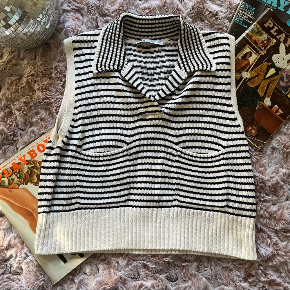Zara 60s French inspired Knit Sweater Vest